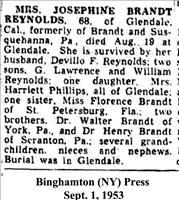 Reynolds,Mrs.Josephine(Brandt)(Obituary)