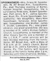 Spoonhower,Mrs.Grace(Obituary)