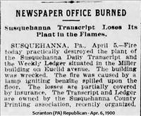 NewspaperBuildingFire(Susquehanna,PA)